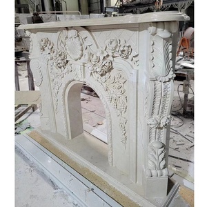 Kunden spezifische Wohnzimmer Dekoration Marmor Stein Kamin Einfassung Hand geschnitzte Naturstein Marmor Kamin Innen Wohnkultur - Product Image 2