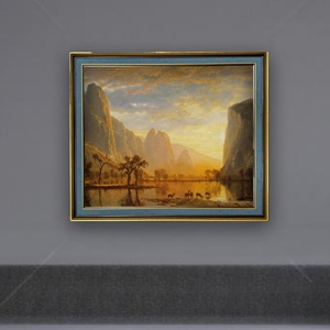 Tái tạo in ấn kỹ thuật số ấn tượng của thung lũng Yosemite của Albert bierstadt với khung thân thiện với môi trường - Product Image 3