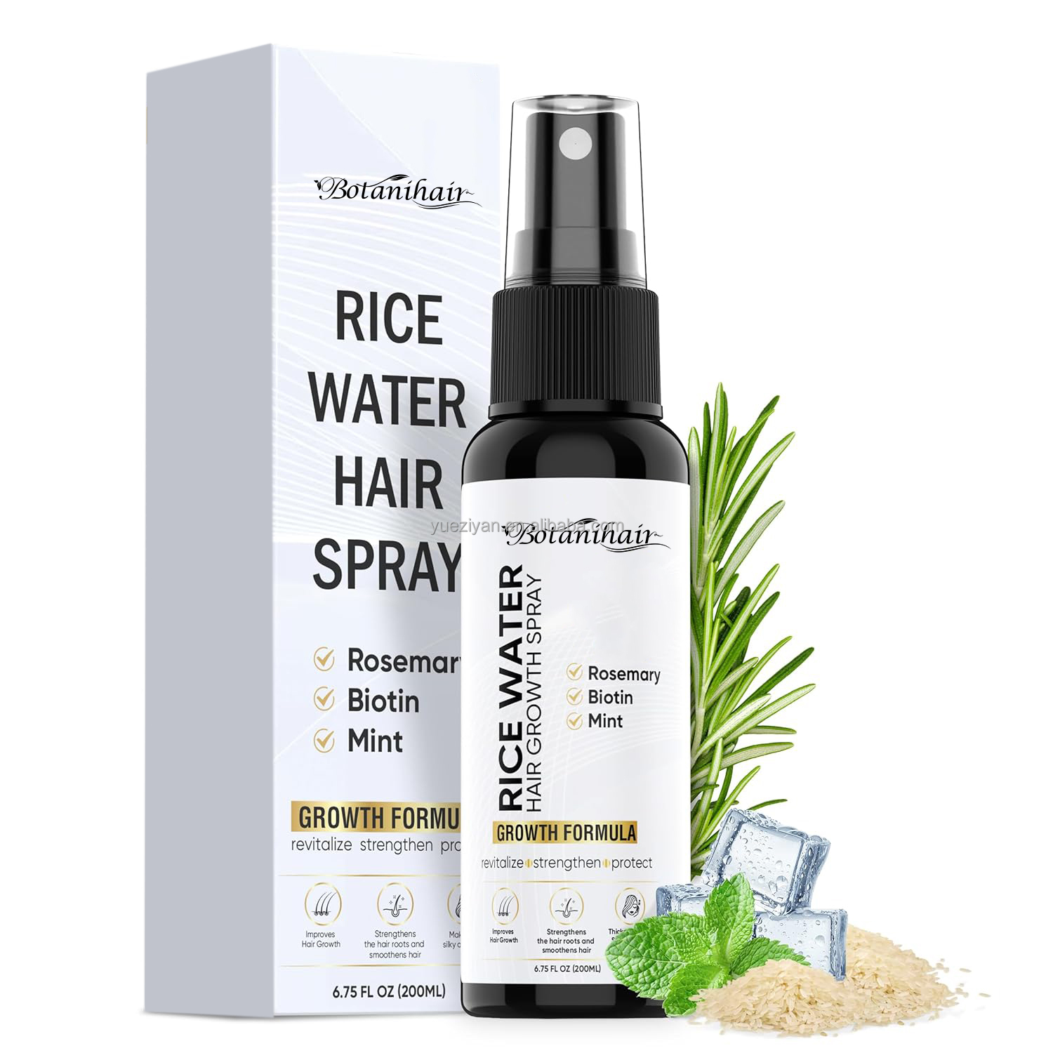 Spray capillaire à l'eau de riz et au romarin