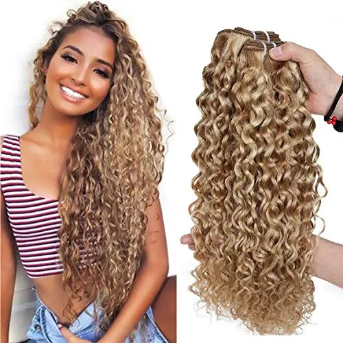 Extensions de cheveux brésiliens naturels, lot de, cheveux vierges, blond ondulé, meilleure qualité, trame