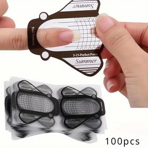 100 adet temizle Nail İpuçları uzantıları kılavuzu çift formlar UV jel oluşturucu alüminyum tırnak formları - Product Image 2