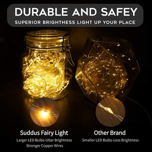 銅線ストリングライトフェアリーストリングライト8モードLEDストリングライトバッテリー駆動リモコン付きツリーデコレーション用 - Product Image 4