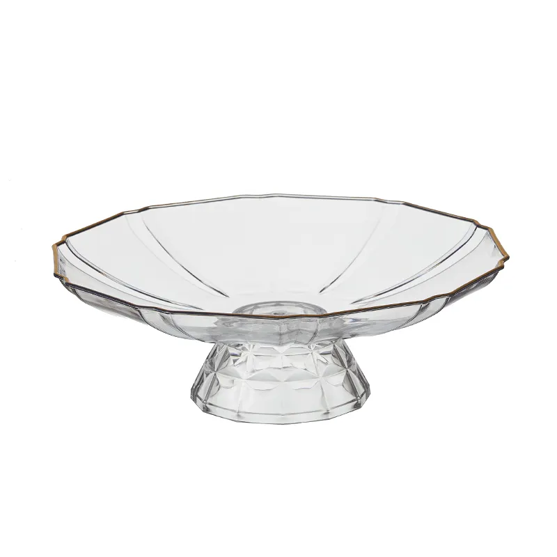 पारदर्शी प्लास्टिक रिपल को बहु-स्तरीय लिविंग रूम चाय टेबल स्नैक्स के साथ सूखे फल ट्रे को स्टैंड के साथ रखा जा सकता है।