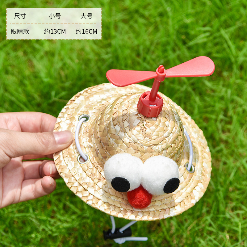 Chapeau de paille oeil d'oiseau libellule en bambou rouge