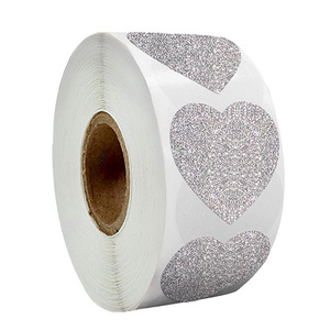 300pcs Heart Sticker Roll <strong>Red</strong> Glitter Frosted Decorative Gift Sealing <strong>Decals</strong> Labels Envelope Valentine's Day Love Sticker - Product Image 5