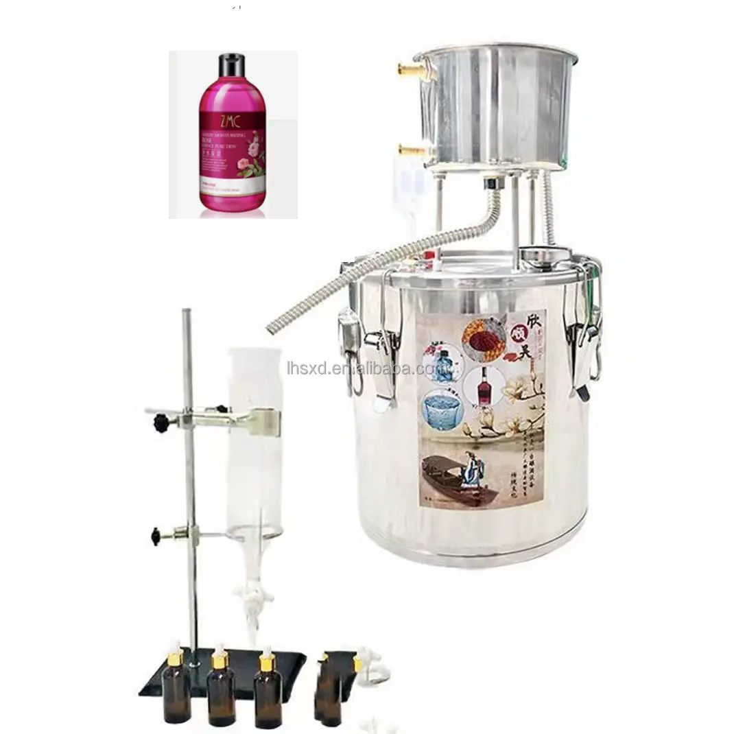 Machine de distillation d'huile essentielle d'hydrolat de vin de vapeur de 10L 22L 36L 55LHome/équipement distillateur de Rose
