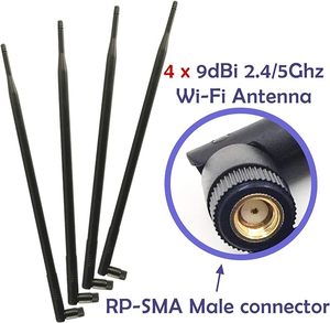 Universal 9dBi <strong>Wi</strong>-<strong>Fi</strong> 2.4G <strong>5GHz</strong> Dual-Band RP-SMA Male Antenna Extension for IP Wireless Security Camera Router - Product Image 3