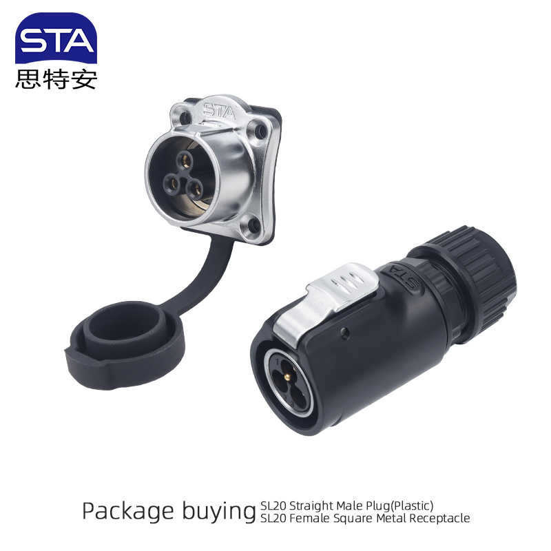 Straight Male Plug+Female Square Metal