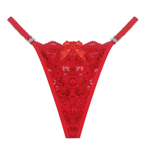 Women's Low-Rise Solid <strong>Pattern</strong> Lace G-<strong>String</strong> Thong Panties Buckle Ribbon Bow <strong>Design</strong> with Multi-Color Knitted and Plain Dyed - Product Image 5