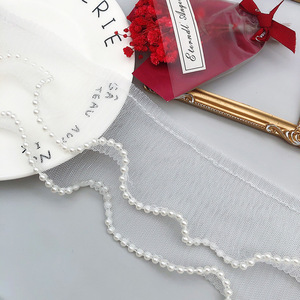 Thời trang hai lớp ngọc trai đính cườm ORGANZA XẾP LI Ruffle vải tuyn ren trang trí theo sân - Product Image 3