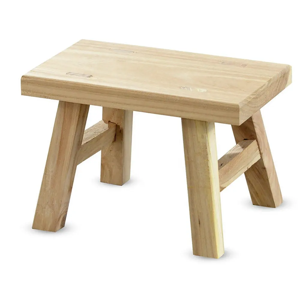 Natural color unfinished solid mini wooden stool