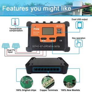 2024 Solvo PWM 12V 24V Controller solari PWM 3 stadi PWM scarica energia rinnovabile Controller (30A) Display LCD - Product Image 4