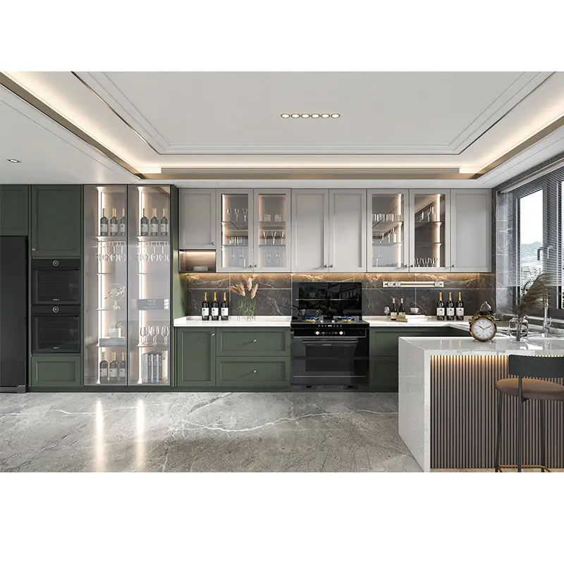 Tradicional estilo americano Design alumínio ECO amigável personalizado mobiliário de metal Set Shaker Kitchen Cabinet