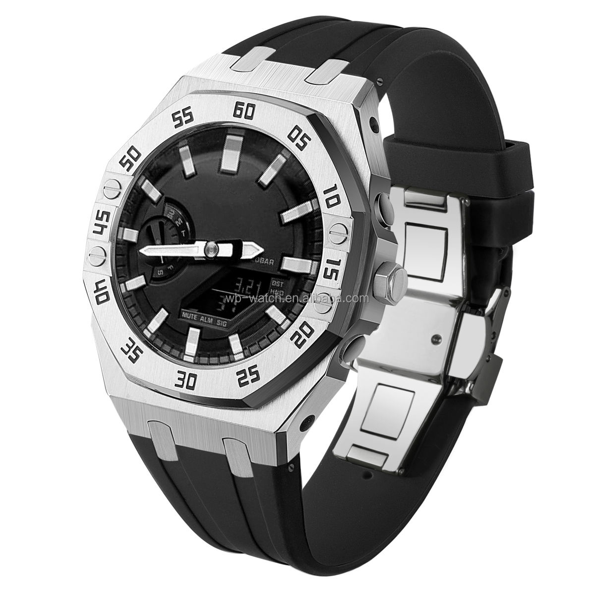 Silver Case+Black Band