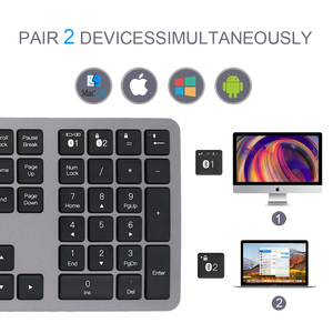 Full Size Rechargeable Magic <strong>Keyboard</strong> Ergonomic <strong>Computer</strong> Clavier bluetooth Wireless Bt <strong>Keyboard</strong> With <strong>Numeric</strong> Keypad - Product Image 3