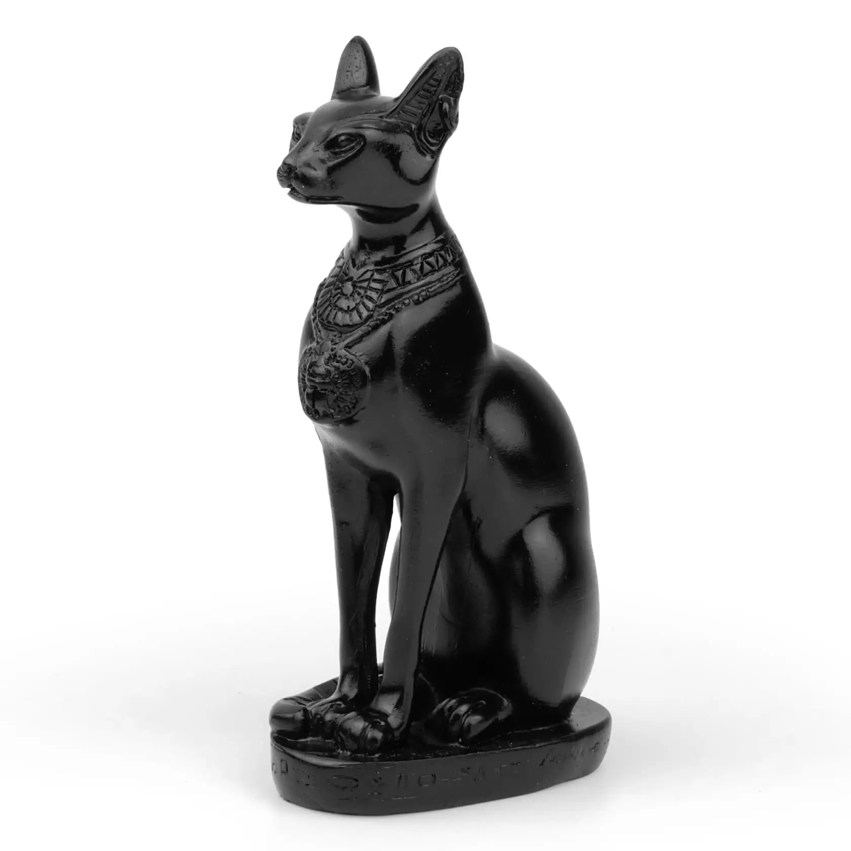 تمثال القط المصقول الأنيق المصقول يدويًا من الرخام الصناعي المصري تمثال القط الإلهة للمنزل