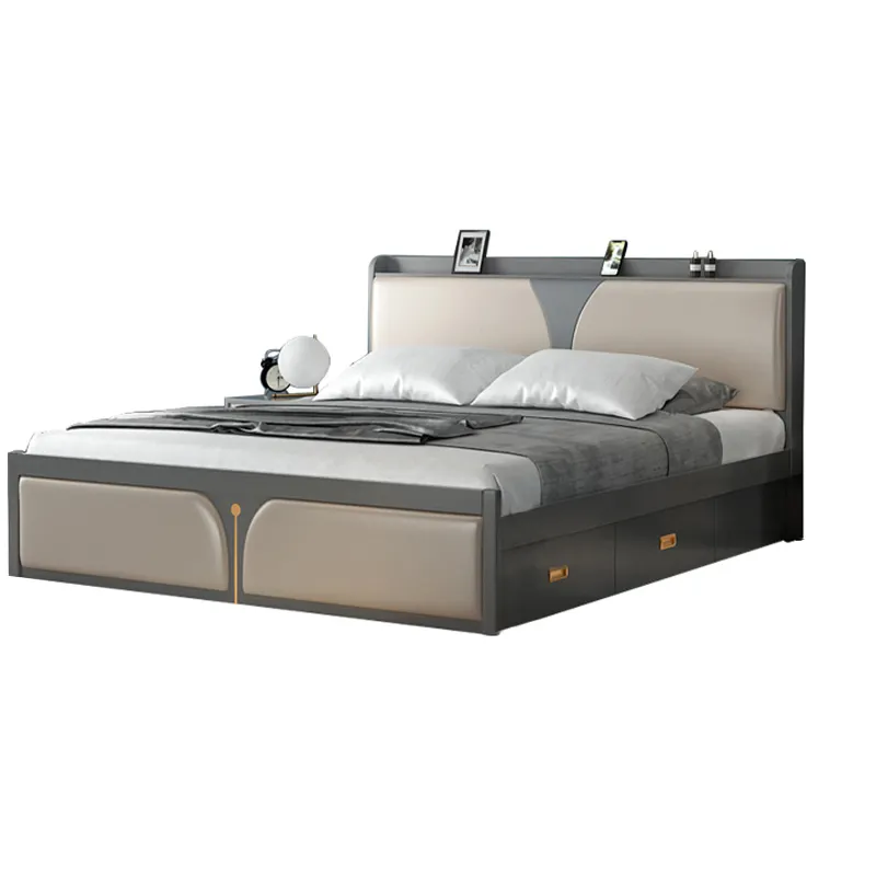 Personalizado de Alta Qualidade Ecológica De Armazenamento Cama de Casal Cama de Cama Design Moderno Mdf da Madeira Compensada