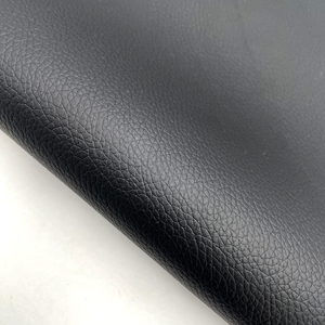 Wholesale Custom Cheap Lychee Patterned <strong>Encrypted</strong> Bottom 0.6mm Black PVC Artificial Leather Sofa Fabric