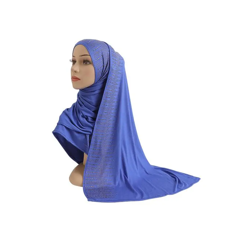 New sense Wholesale small order turban hijab cotton glitter beaded instant shawl lace border jersey turban hijab