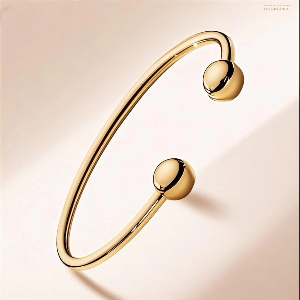 32 B- A- 2 Gold Beaded Bracelet