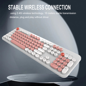 <strong>Custom</strong> Pink Membrane 104 <strong>Keys</strong> 2.4G Wireless <strong>Keyboard</strong> with Multimedia <strong>Functions</strong> 6 <strong>Keys</strong> Anti-Ghosting - Product Image 2