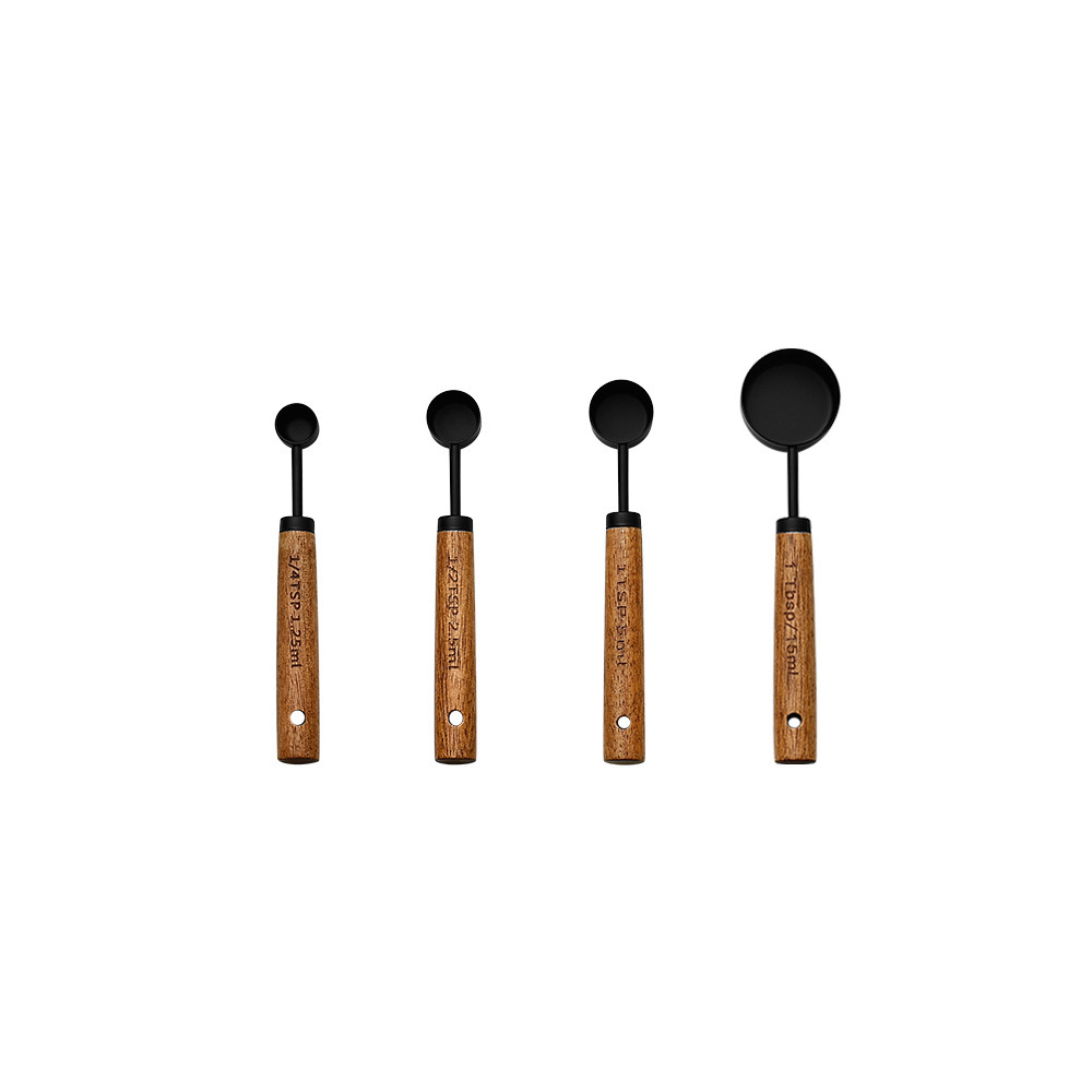 Juego de cucharas medidoras negras de 4 piezas