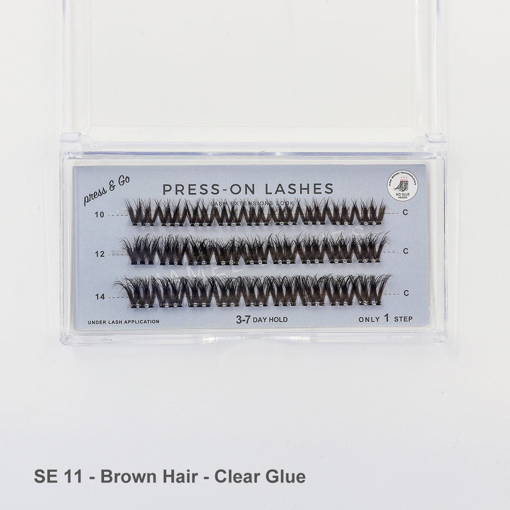3 Líneas - SE 11 - Cabello Castaño - Pegamento Transparente