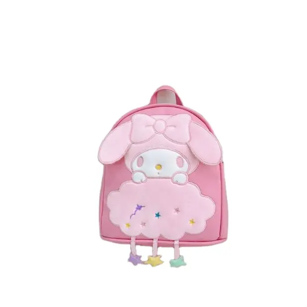 Ruunjoy dibujos animados japoneses Sanried Kuromi bolsa Pu estudiante mochila chica Kawaii Cinnamoroll alta capacidad doble rejilla bolsa de viaje