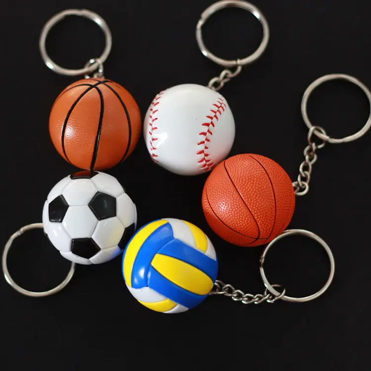 Llavero personalizado de Pvc, barato, 2D, 3D, premio de goma, Mini deportes de Rugby, voleibol, fútbol, pelota de estrés, Polo acuático, Softball