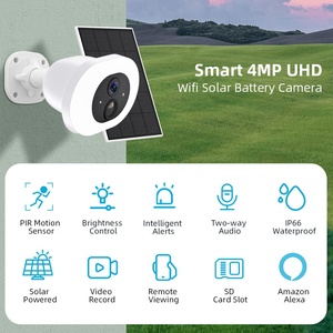 Q7 iCsee4MPワイヤレスバッテリーカメラ、ソーラーパネル付き双方向オーディオカラーナイトビジョンPIRモーション検出ソーラーWIFIカメラ - Product Image 3