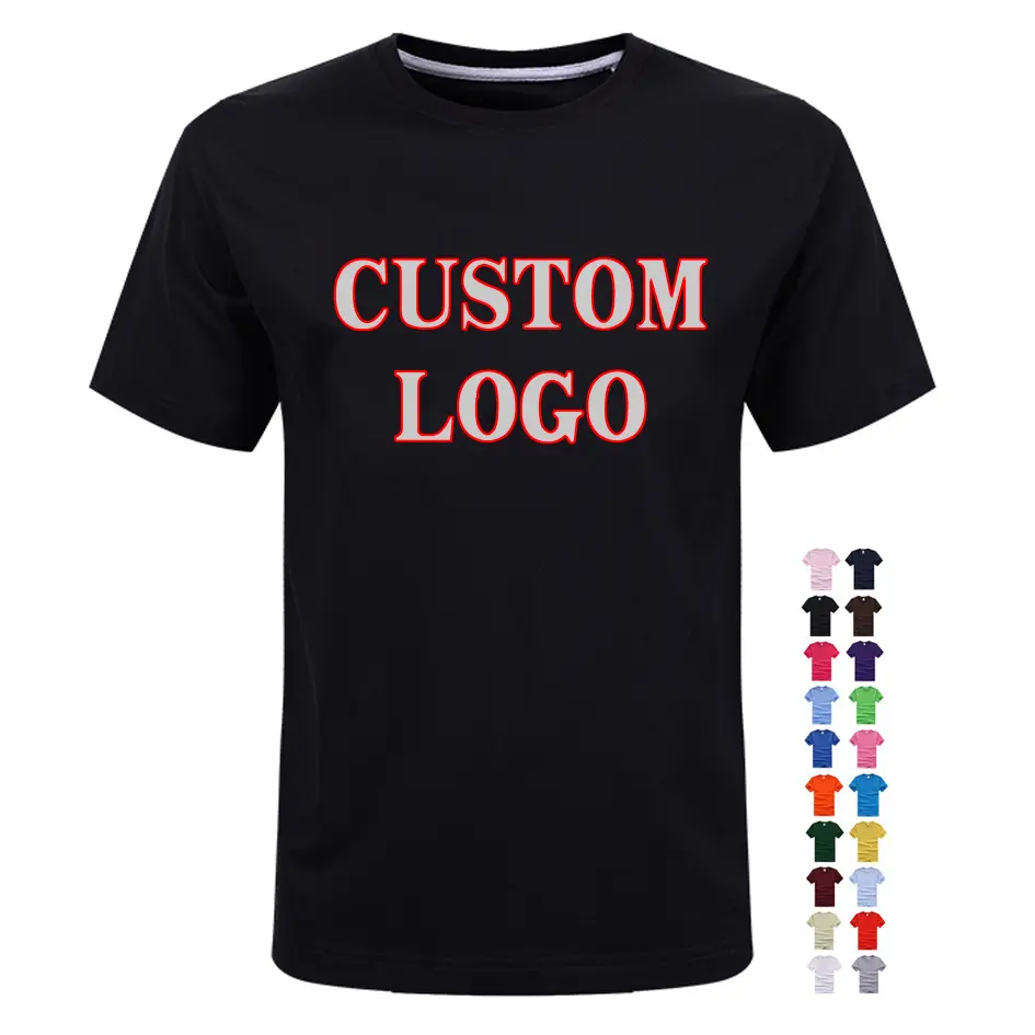 Toptan ücretsiz örnek özelleştirilmiş baskı tshirt özel etiket yumuşak yuvarlak boyunluk t shirt özel logo baskılı erkek t-shirt