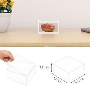 Multi-Purpose Clear Acrylic Box Lid Cube <span class=keywords><strong>Display</strong></span> Case para Office Home Square Container para Grampos Fita Adesiva Clipes De Papel