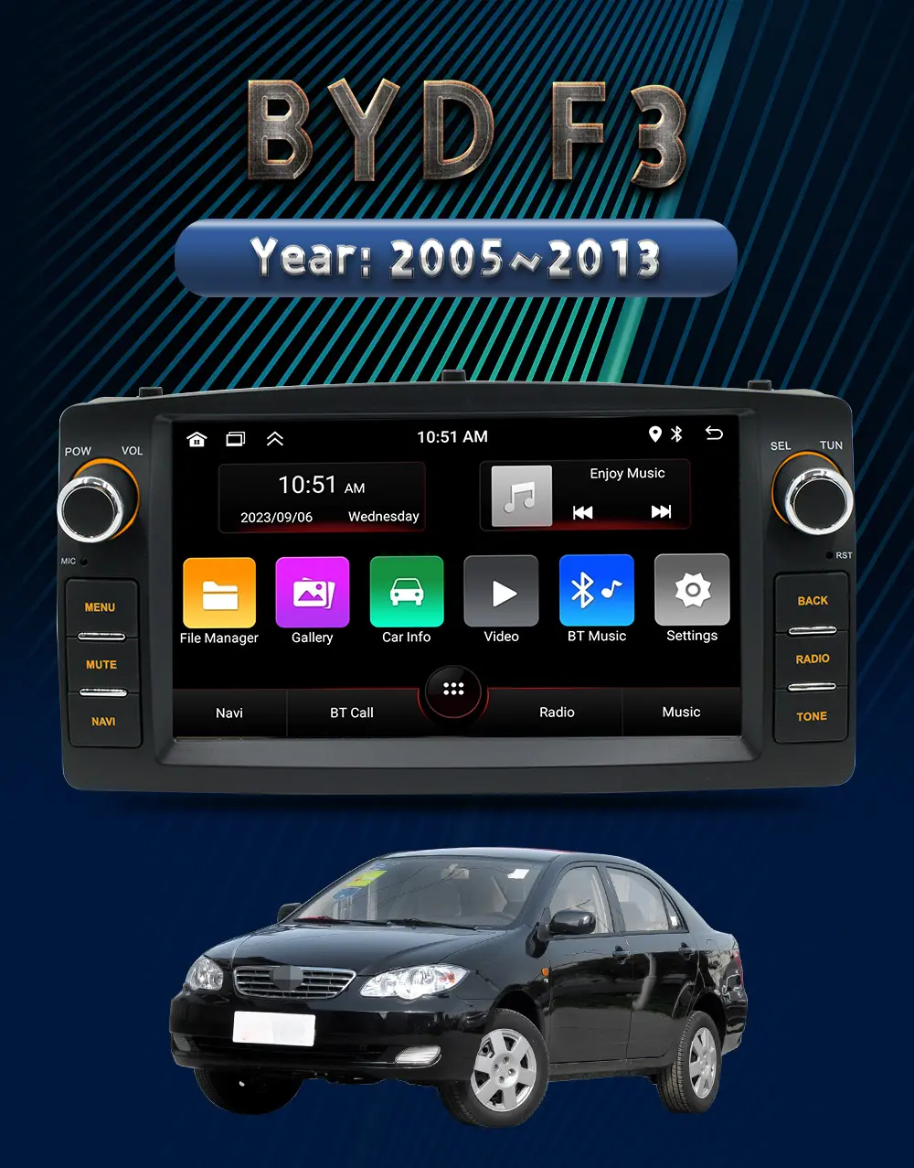 BQCC 7 "автомобильный DVD GPS для BYD F3 2005-2013 автомобильное радио мультимедийный видеоплеер Навигация стерео GPS Android 13