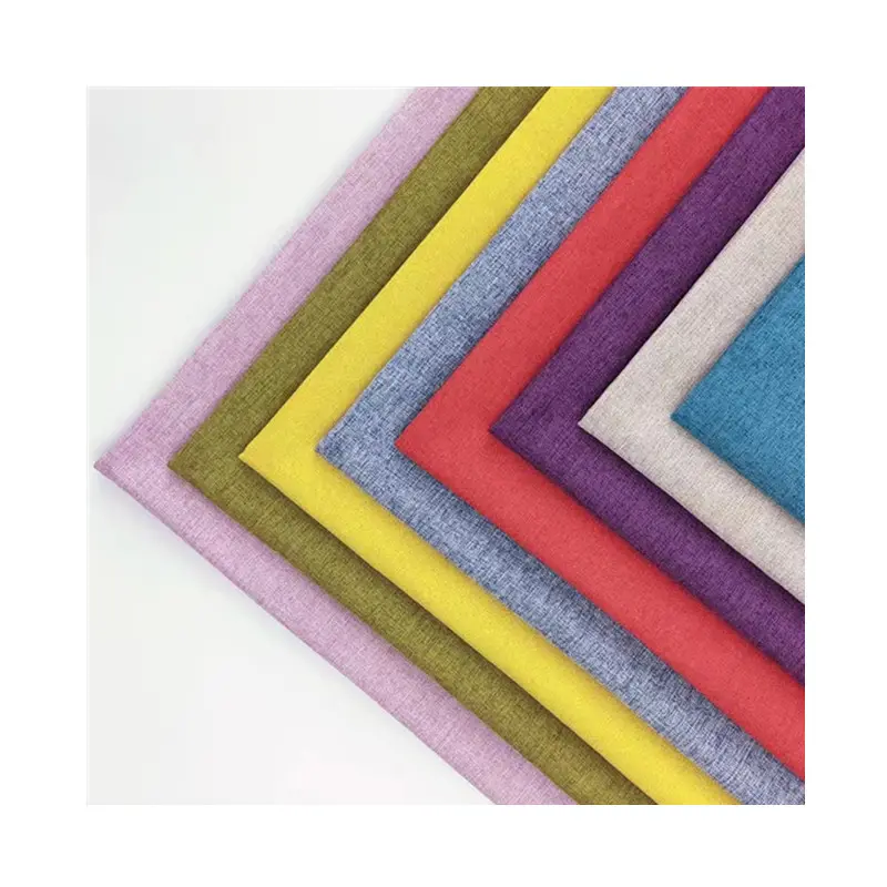 Funda de algodón 100% de fibra de poliéster para sofá, cubierta de color resistente al desgaste, sarga transparente de grano estilo cáñamo