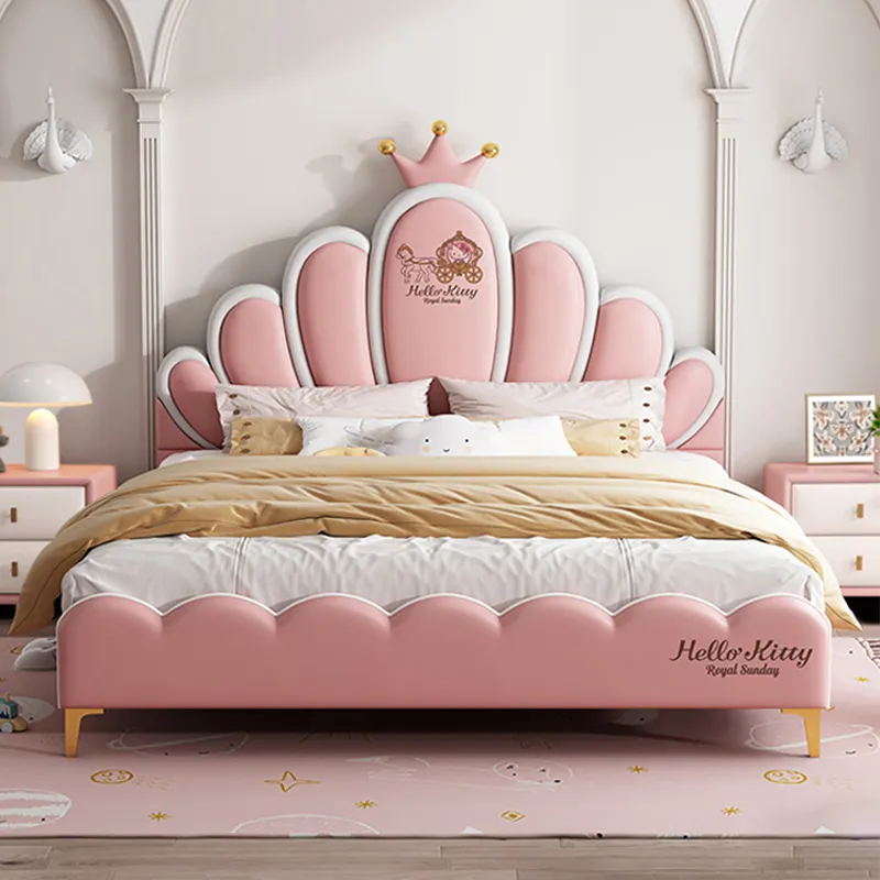 Letto per bambini mobili camera da letto cama king size telaio del letto di lusso cama matrimoniale con fondina Hello kitty bambini letti per ragazze