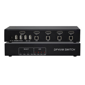 4K@60Hz <strong>4</strong> Port DP DisplayPort <strong>KVM</strong> Switcher with USB2.0 HUB <strong>4</strong> in <strong>1</strong> Out DP <strong>1</strong>.2 <strong>Switch</strong> Converter for LED Matrix <strong>Output</strong>