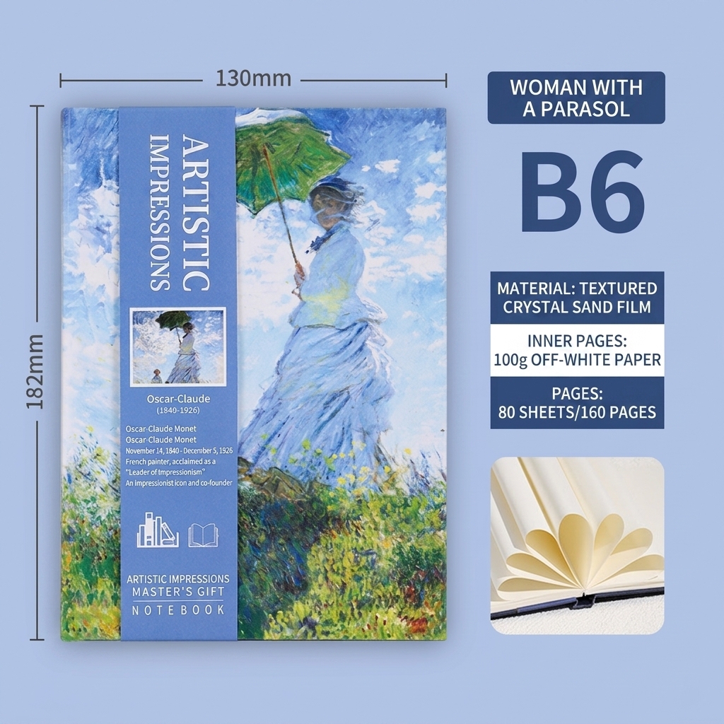 blue Woman with parasol-b6-100g-80 sheets