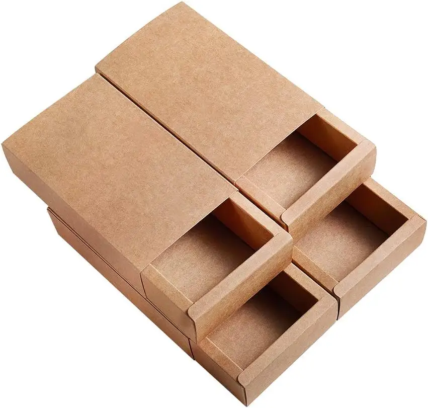 Kraft Paper Drawer Box Paper Mache Boxes Soap Jewelry Boxes for Candy, Wedding Party Favors