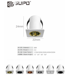 ไฟสปอร์ตไลท์แอลอีดี AC220V 12V 24V 1W 2W 3W แบบฝังพื้นผิวทรงกลมไฟ LED สีจางขนาดเล็ก - Product Image 3