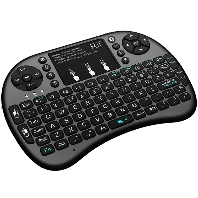 Rii-mini clavier sans fil i8 rétroéclairé, portable 2.4G Rii, avec pavé tactile, pour smart tv