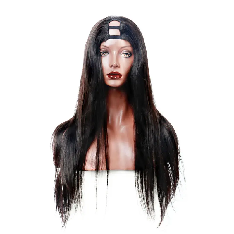 Wholesale None lace Wig Human Hair U Part V part Brazilian Hair Long Large 100% Virgin Remy Human Hair Wig 150% density