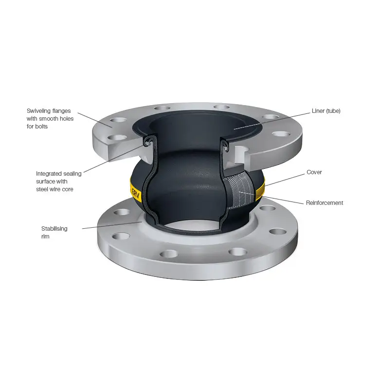 10 pollici Erv-G.80.16.150 Dn80 Dn100 commestibile Din Ptfe gomma flessibile a soffietto morbido morsetto doppio giunto di dilatazione in gomma Conector