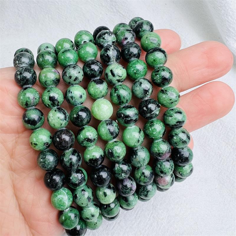 สร้อยข้อมือลูกปัดคริสตัลทับทิม zoisite epidote แบบขัดเงาสำหรับเป็นของขวัญ - Product Image 5