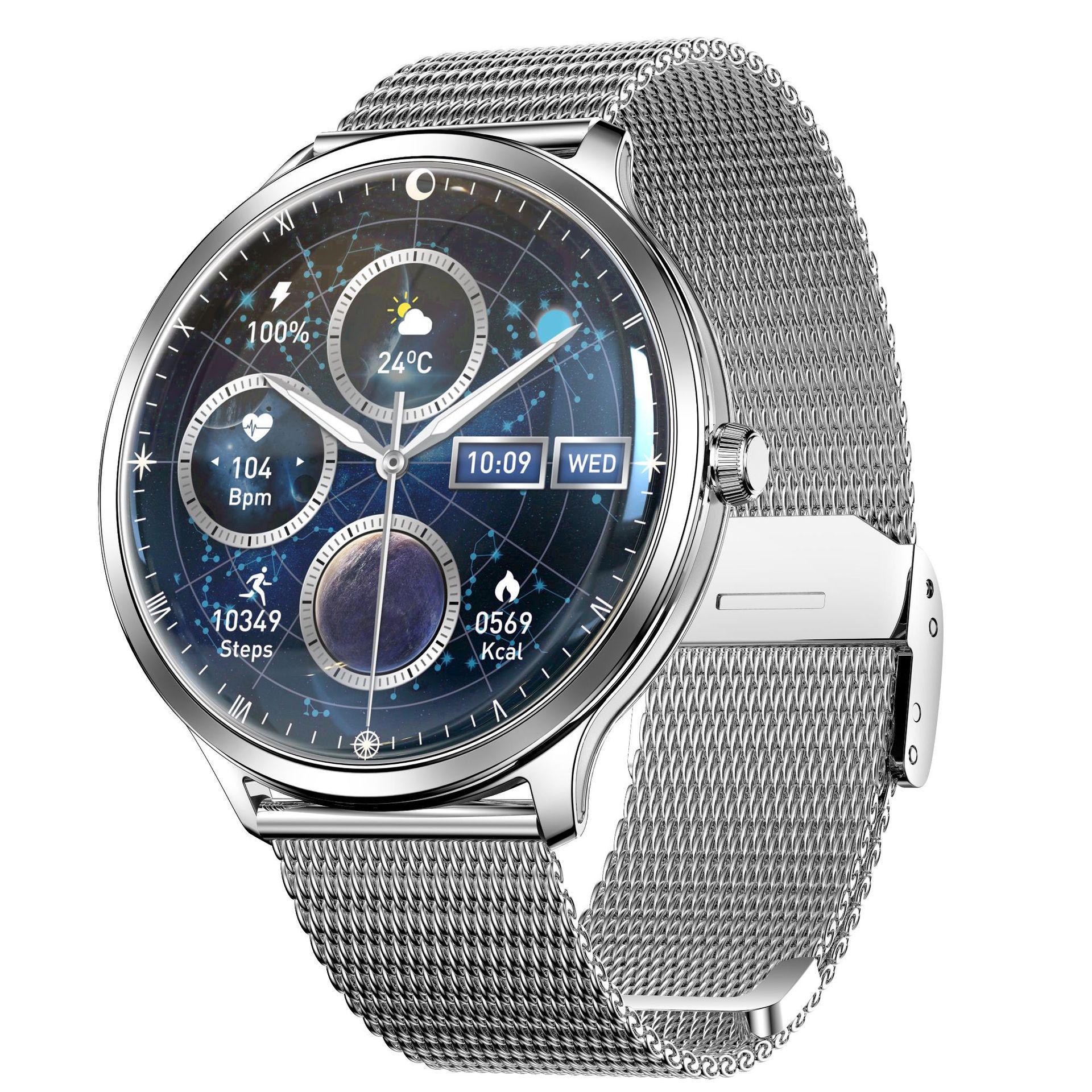 Silver (silicone+Milan steel strip)