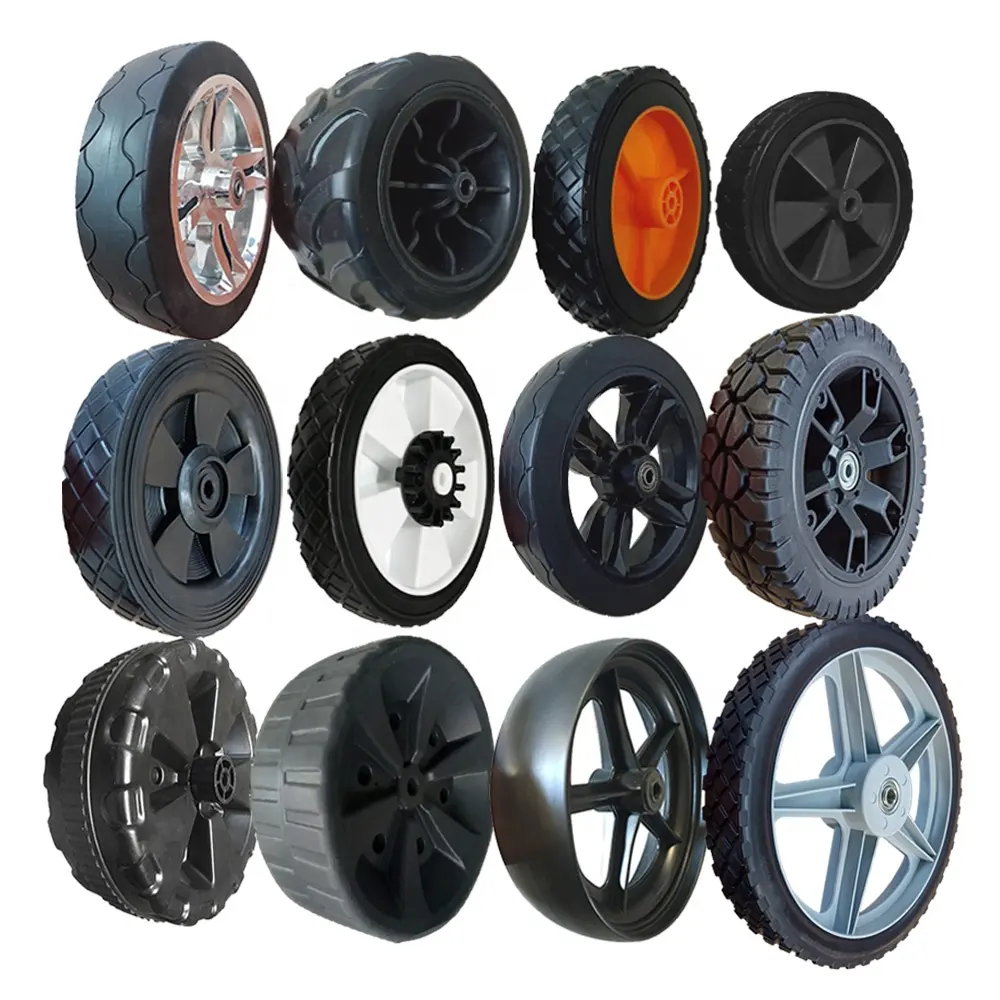 6 7 8 9 10 inch Plastic PVC Tire Wheels for Lawn Mower Pull Golf Utility Folding Cart Wagon Spreader