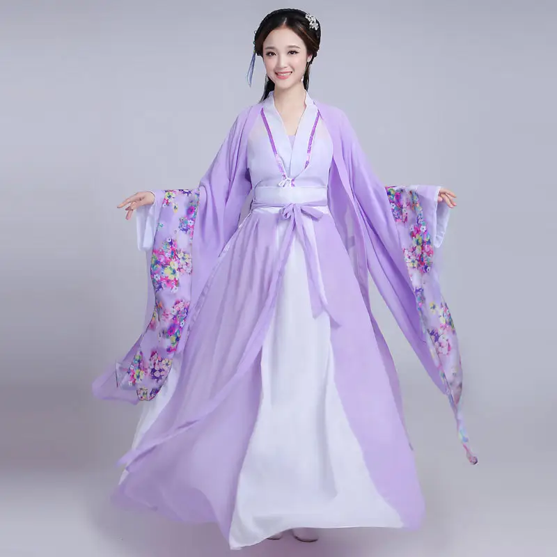Hanfu-ropa de uso diario de talla grande para mujer, ropa de Hanfu chino moderna de Color púrpura de verano, Xxxl, gran oferta