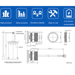 Mülleimer-Überlauf erkennungs modul UART PWM RS485-Ausgang Digital Günstiger wasserdichter Ultraschall-Abstands sensor - Product Image 6