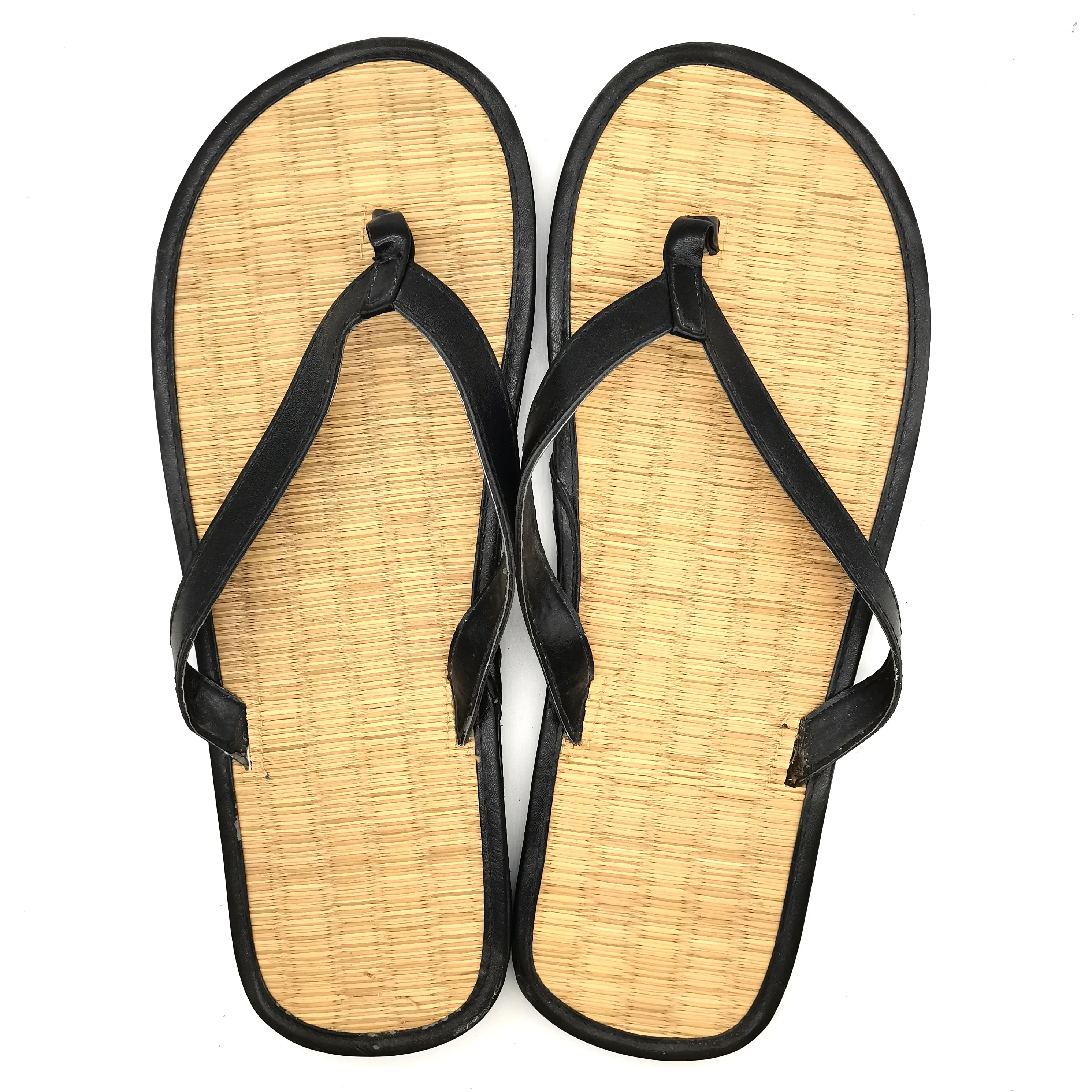 Pantofole estive in paglia per uomo scarpe con cinturino in PVC infradito in bambù