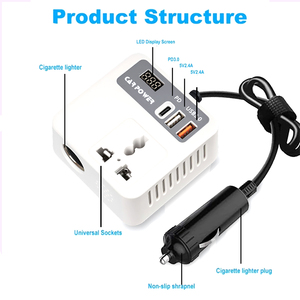 無料サンプルインバーター & コンバーターデジタルディスプレイ12V ~ 110V/220V DC ~ ACカーパワーインバーター100W PD 20W QC 3.0 18Wアウトレット - Product Image 4