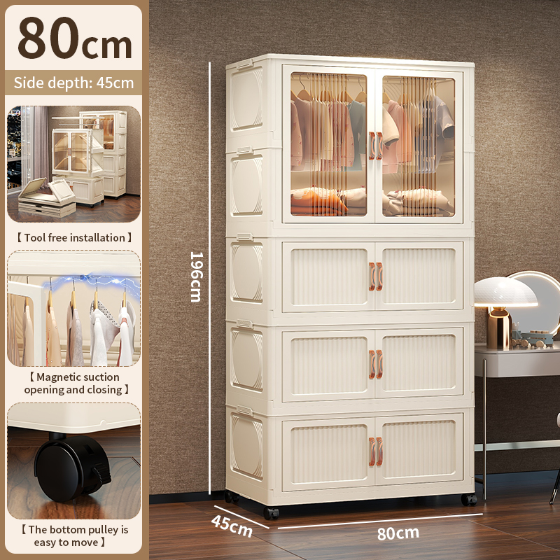 80cm-3capas+doble puerta+Blanco Transparente